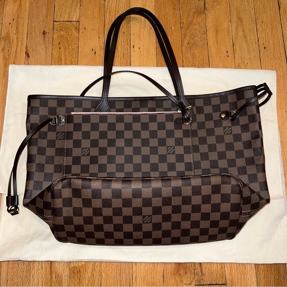 LOUIS VUITTON DAMIER EBENE NEVERFULL MM TOTE ROSE BALLERINE - Picture 3 of 16